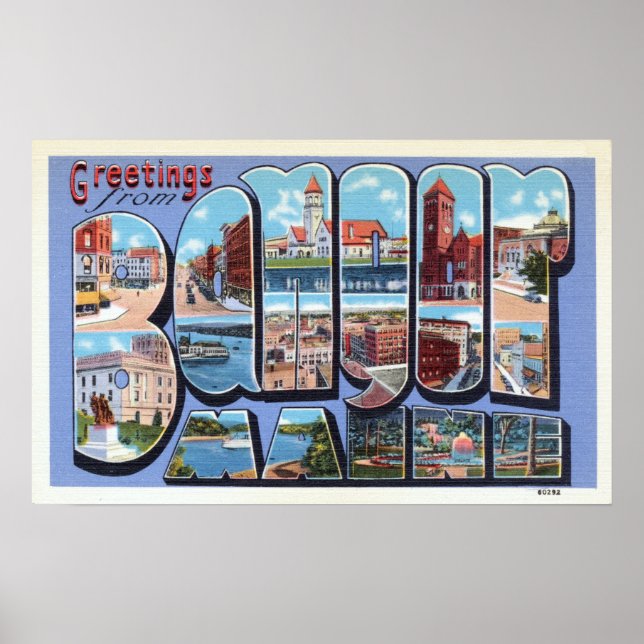 Affiche Salutations vintages de Bangor Maine Travel (Devant)