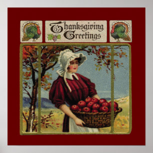 Affiche Salutations vintages de thanksgiving