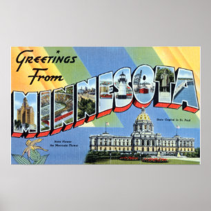 Affiche Salutations vintages De Voyage Du Minnesota