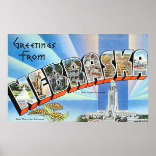 Affiche Salutations vintages De Voyages Du Nebraska