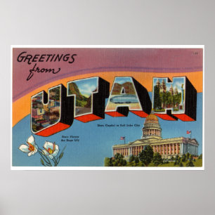 Affiche Salutations vintages et colorées de Utah