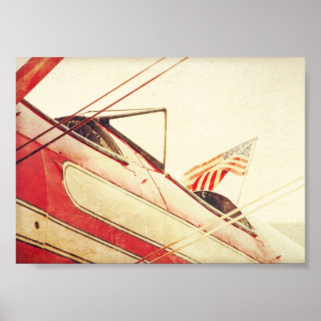 Affiche "Salute" Antique Avion Biplanes Rouge (Devant)