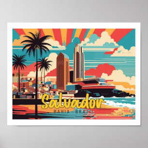 Affiche Salvador Bahia Brésil Pop Art Illustration de voya