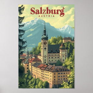 Affiche Salzbourg Autriche Art Vintage Illustration de voy