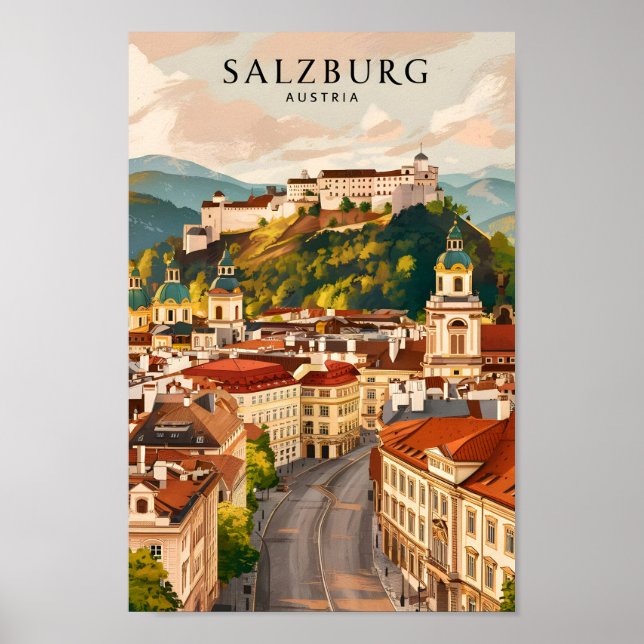 Affiche Salzbourg Autriche Lieu de voyage célèbre (Devant)
