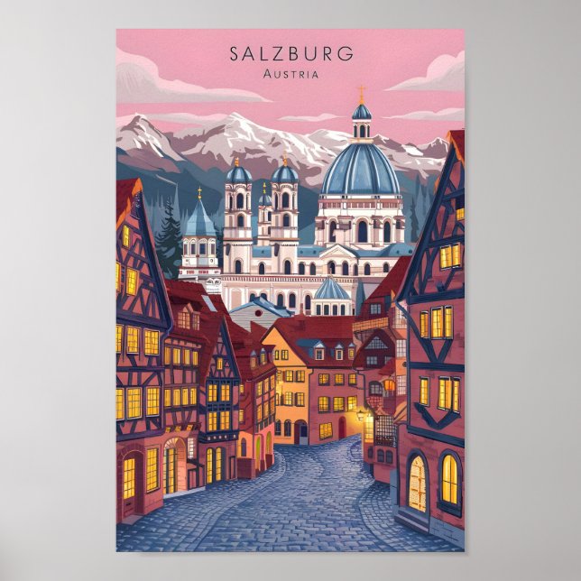 Affiche Salzbourg Autriche Lieu de voyage célèbre (Devant)