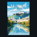 Affiche Salzbourg Autriche Travel Art Vintage<br><div class="desc">Conception de déplacement vectoriel rétro de Salzbourg. Salzbourg est une ville autrichienne située à la frontière de l'Allemagne et offrant une vue sur les Alpes orientales. La ville est divisée par la rivière Salzach, avec les bâtiments médiévaux et baroques de la piétonne Altstadt (Vieille Ville) sur sa rive gauche, face...</div>