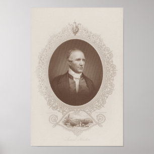 Affiche Sam Houston Portrait gravé