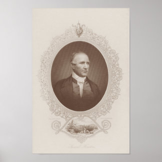 Affiche Sam Houston Portrait gravé