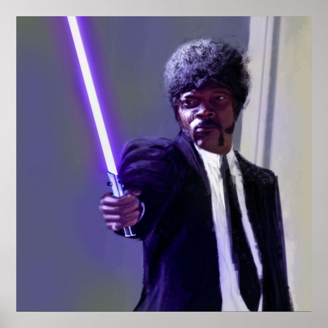 Affiche Sam L Jackson avec un sabre léger (Devant)
