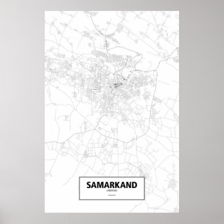 Affiche Samarkand, Ouzbékistan (noir sur blanc)