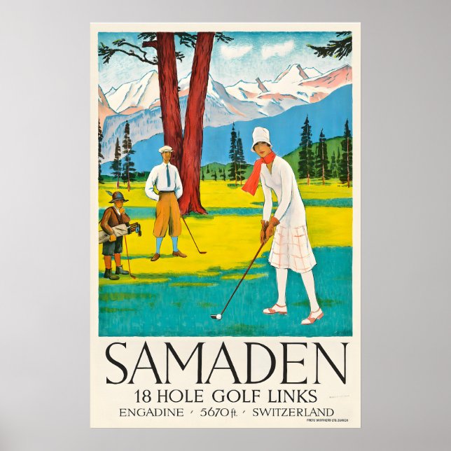 Affiche Samedan Switzerland Engadine Golf Club Vintage (Devant)