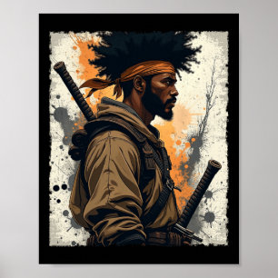 Affiche Samouraï africain Bushido afro-américain Kata guer