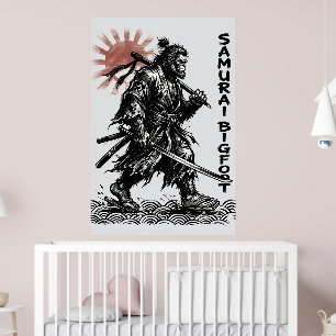Affiche Samouraï Bigfoot : Art Sasquatch Guerrier Japonais
