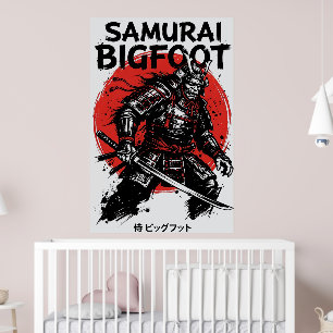 Affiche Samouraï Bigfoot : Art Sasquatch Guerrier Japonais