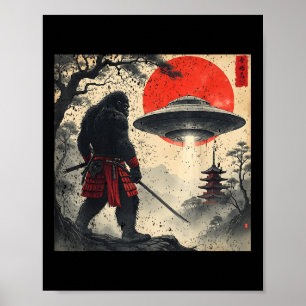 Affiche Samouraï Bigfoot Japonais Ufo Graphique Vintage Uk