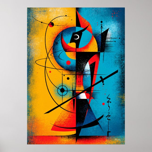 Affiche Samouraï Cosmique – Murale Géométrique Abstraite M (Devant)