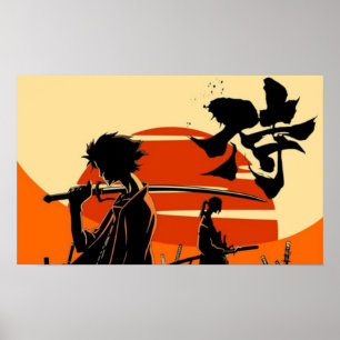 Affiche Samouraï du coucher de soleil Vin