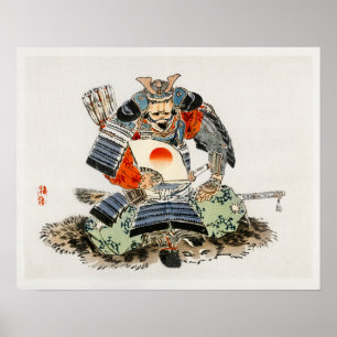 Affiche Samouraï par Kōno Bairei (1844-1895)