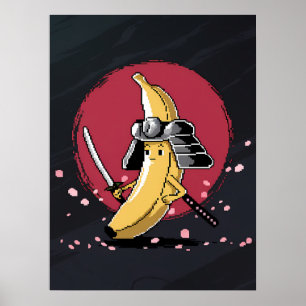Affiche Samouraï Pixel et œuvre d'art de banane
