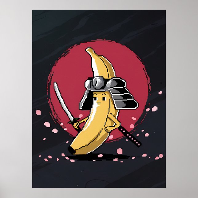 Affiche Samouraï Pixel et œuvre d'art de banane (Devant)