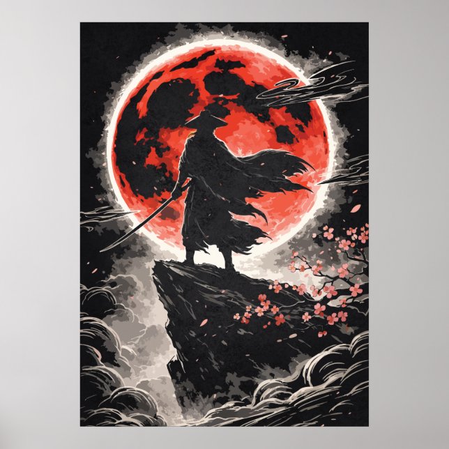 Affiche Samouraï Ronin dans la Lune Rouge - Art d'animé ja (Devant)
