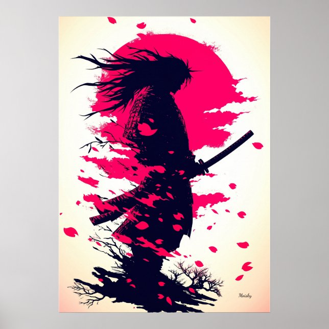 Affiche Samouraï Solitaire sous la Lune de Sakura (Devant)