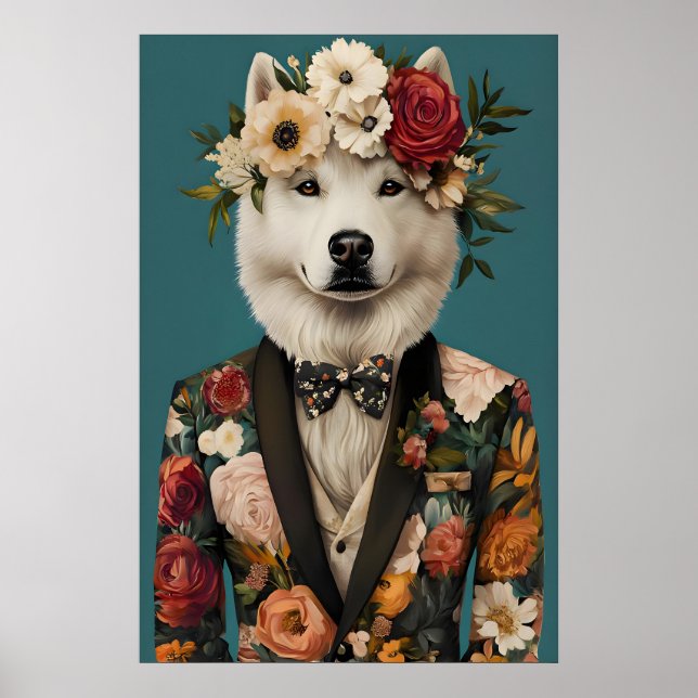Affiche Samoyed In Suit Poster, Samoyed Portrait, Samoyed (Devant)