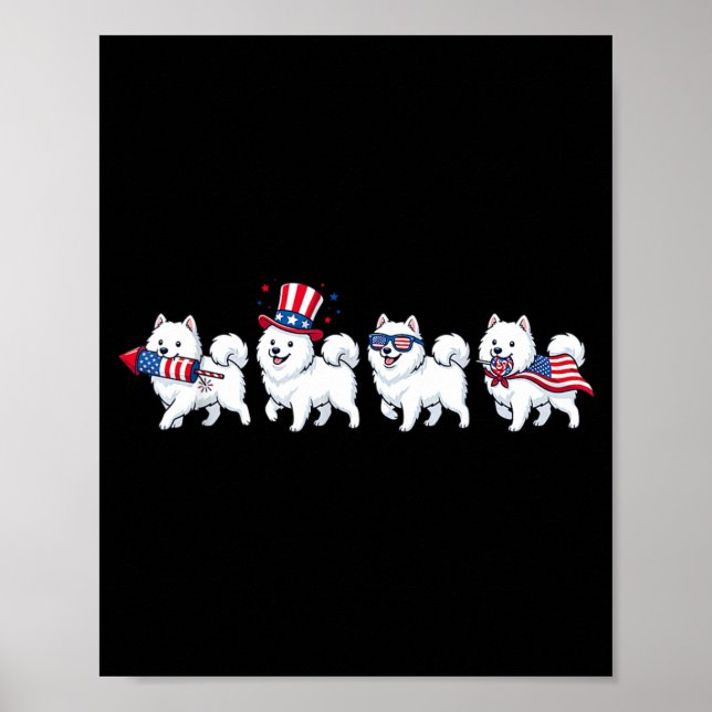 Affiche Samoyède drôle Drapeau américain des États-Unis Jo (Devant)