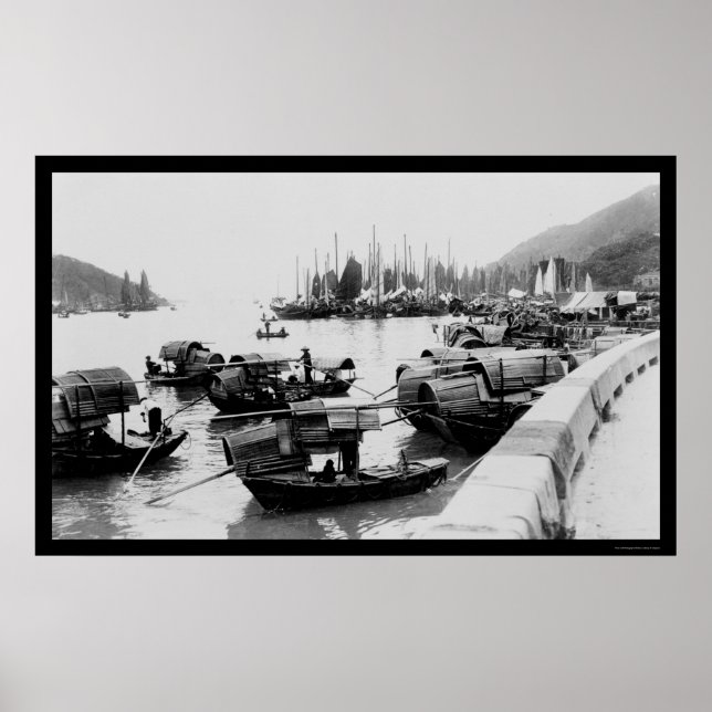 Affiche Sampans à Hong Kong 1906 (Devant)