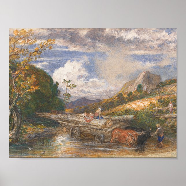 Affiche Samuel Palmer - Wagon de bois traversant un ruisse (Devant)
