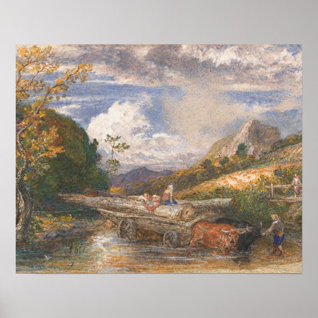 Affiche Samuel Palmer - Wagon de bois traversant un ruisse (Devant)