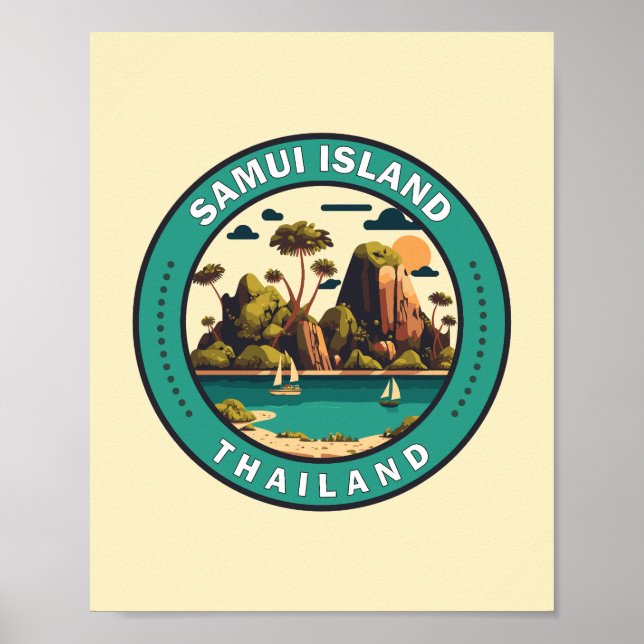 Affiche Samui Island Thaïlande Insigne d'art de voyage (Devant)