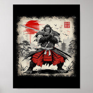 Affiche Samurai Bigfoot Japonais Vintage Ukiyo-e Art Warri