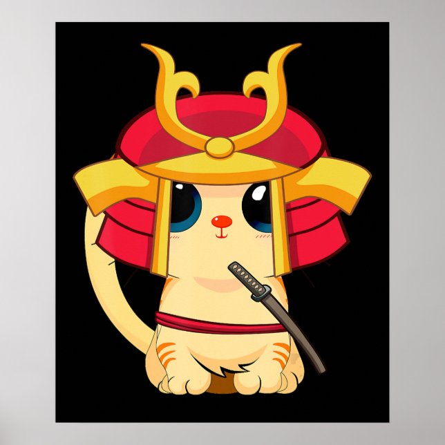 Affiche Samurai Chat Cute japonaise Anime Cosplay Hallowee (Devant)