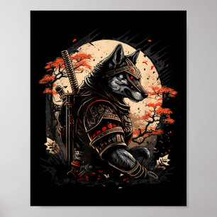 Affiche Samurai Chien Japonais Tatouage Graphique Pour Hom
