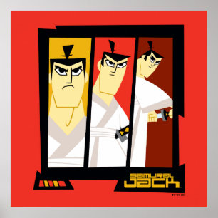 Affiche Samurai Jack Caractère Tri-Panel Futuristic Frame