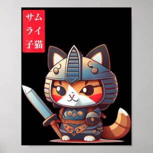 Affiche Samurai Kitten Kawaii Art japonais pour Anime Love