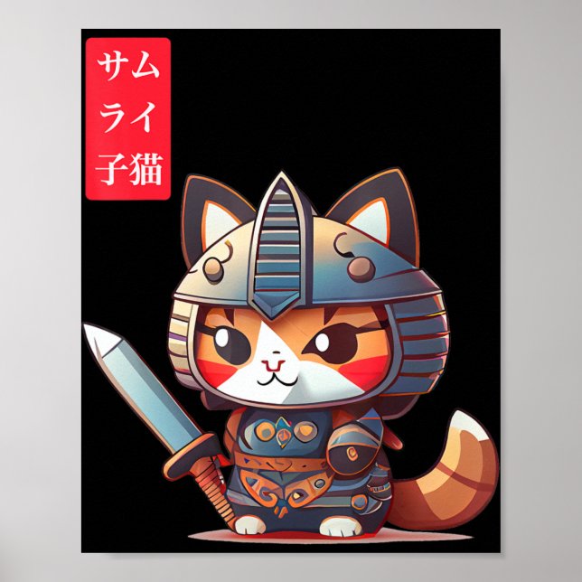 Affiche Samurai Kitten Kawaii Art japonais pour Anime Love (Devant)