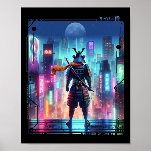 Affiche Samurai Poteau Électrique En Japonais Rétro Cyberp (Devant)