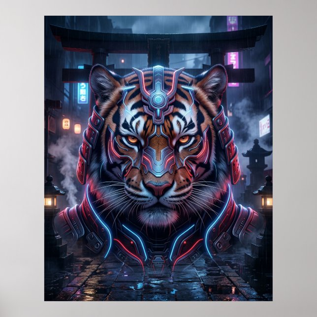 Affiche Samurai Tiger Neon Temple (Devant)