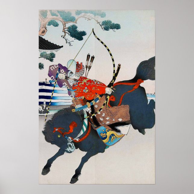 Affiche Samurai tirant sur un Bow, Ukiyo-e (Devant)