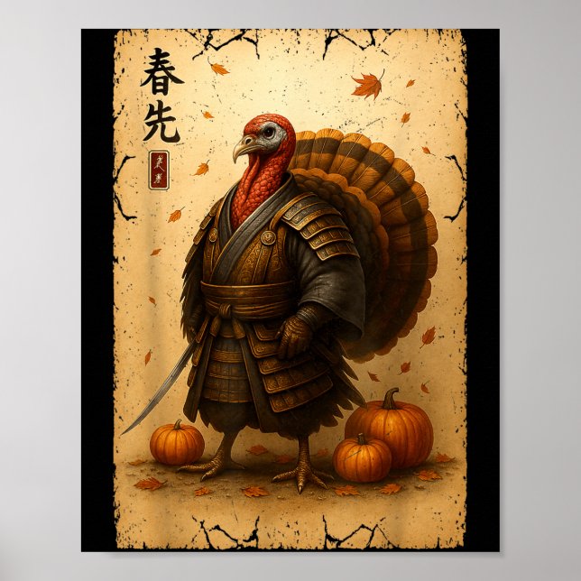 Affiche Samurai Turkey Thanksgiving Japanese Warrior Anime (Devant)