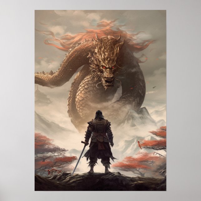 Affiche Samurai Warrior vs Dragon (Devant)