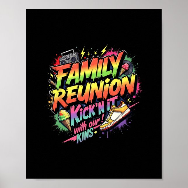Affiche S'amuser avec la réunion de famille noire des Kins (Devant)