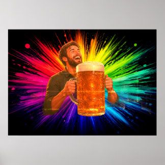 Affiche S'amuser avec ma grande bière sur un mur