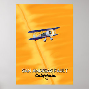 Affiche San Andreas faute California USA Travel poster.