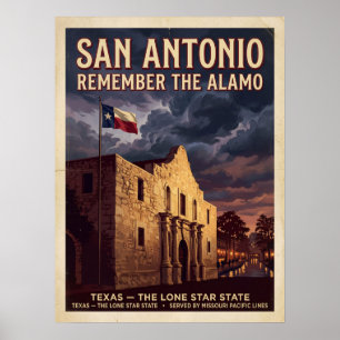 Affiche San Antonio Alamo Souvenez-vous de l'Alamo 