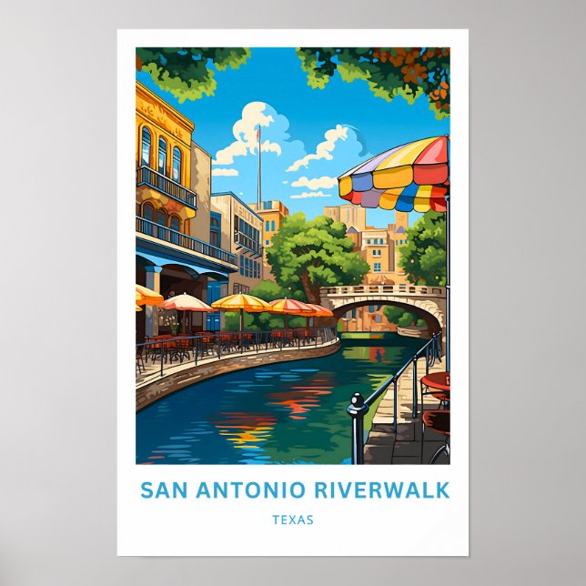 Affiche San Antonio Riverwalk Texas Travel Print (Devant)