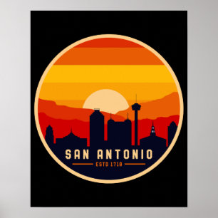 Affiche San Antonio Texas Skyline Cityscape Souvenir
